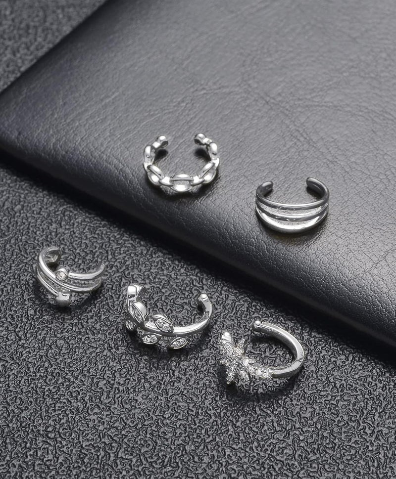 Tornito 4-10 Pairs Stainless Steel Ear Cuff Helix Cartilage Clip On Wrap Earrings Fake Nose Ring Non-Piercing Adjustable - Image 4